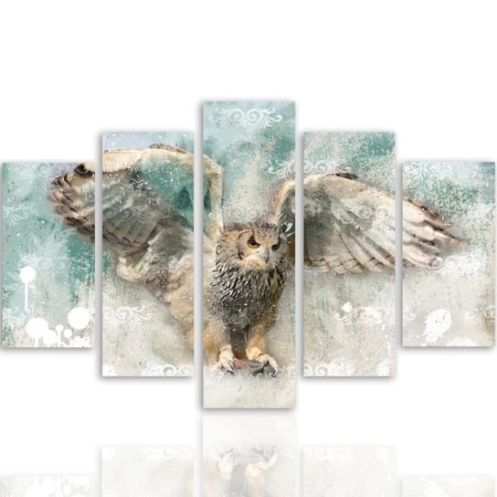 Obraz tryptyk pięcioczęściowy FEEBY, Sowa Ptaki Natura Zwierzęta 150x100 Feeby
