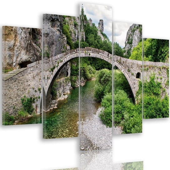Obraz tryptyk pięcioczęściowy FEEBY, Stary kamienny most,widok 300x140 Feeby