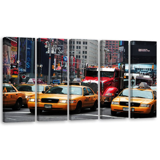 Obraz tryptyk pięcioczęściowy FEEBY, Taxi Times Square New York 200x80 Feeby