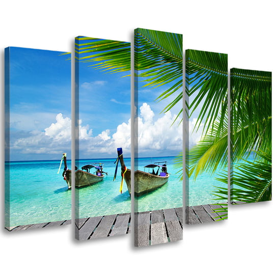 Obraz tryptyk pięcioczęściowy FEEBY, Tropikalna Plaża 100x70 Feeby