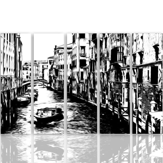 Obraz tryptyk pięcioczęściowy FEEBY, Wenecja Włochy Czarno Biały 200x100 Feeby
