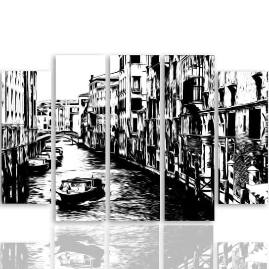 Obraz tryptyk pięcioczęściowy FEEBY, Wenecja Włochy Czarno Biały 300x140 Feeby