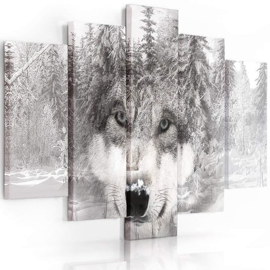 Obraz tryptyk pięcioczęściowy FEEBY, Wilk Zwierzęta Las Szary 100x70 Feeby
