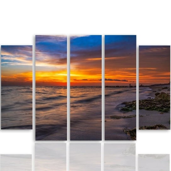Obraz tryptyk pięcioczęściowy FEEBY, Zachód Słońca Morze 100x70 Feeby