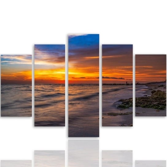 Obraz tryptyk pięcioczęściowy FEEBY, Zachód Słońca Morze 200x100 Feeby