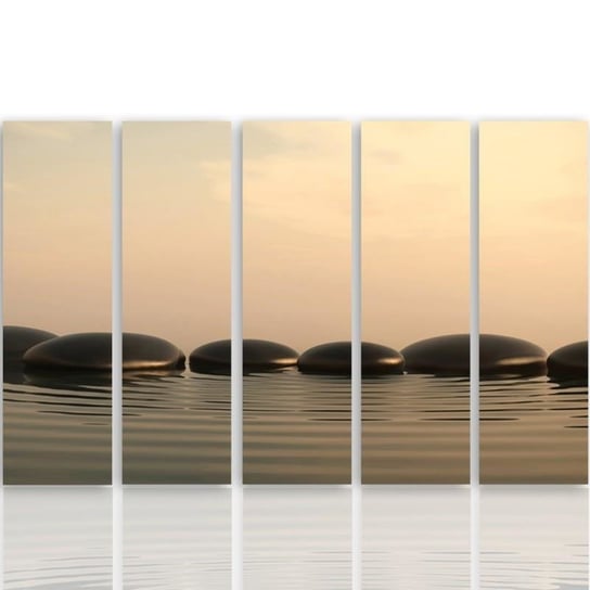 Obraz tryptyk pięcioczęściowy FEEBY, Zen Kamienie Woda 100x70 Feeby