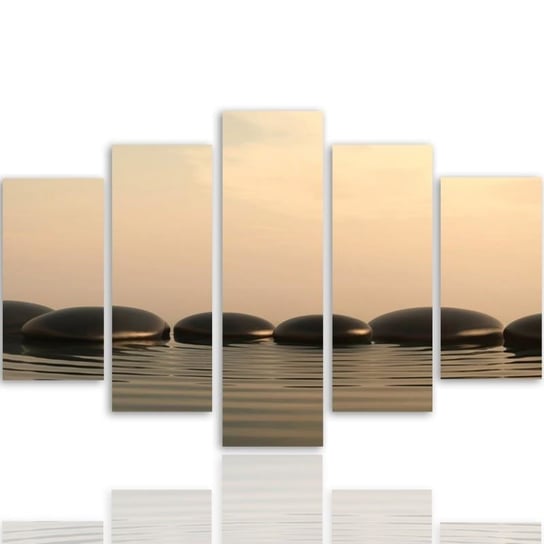 Obraz tryptyk pięcioczęściowy FEEBY, Zen Kamienie Woda 150x100 Feeby