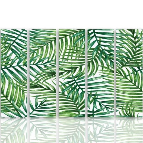 Obraz tryptyk pięcioczęściowy FEEBY, Zielone Liście Natura 250x120 Feeby