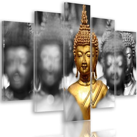 Obraz tryptyk pięcioczęściowy FEEBY, Złoty Buddha, ZEN SPA 150x100 Feeby