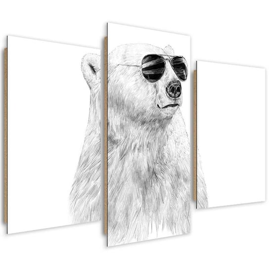 Obraz trzyczęściowy FEEBY, Niedźwiedź polarny, Tryptyk typ A, 120x80 cm Feeby