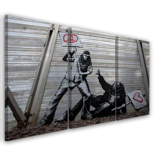 Obraz trzyczęściowy na płótnie FEEBY, Banksy Mural Street Art 60x40 Feeby