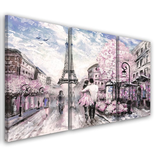 Obraz trzyczęściowy na płótnie FEEBY, Francja Paryż Wieża Pastele 90x60 Feeby
