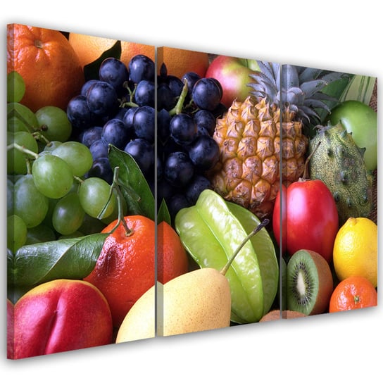 Obraz trzyczęściowy na płótnie FEEBY, Kolorowe Owoce 60x40 Feeby
