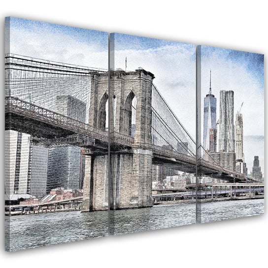 Obraz trzyczęściowy na płótnie FEEBY, Most Brookliński Nowy Jork 120x80 Feeby
