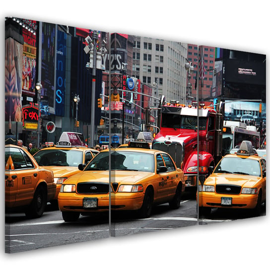 Obraz trzyczęściowy na płótnie FEEBY, Taxi Times Square New York 90x60 Feeby