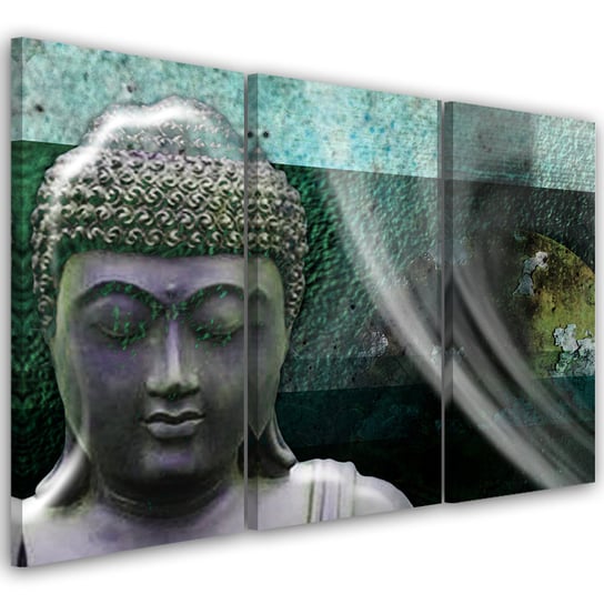 Obraz trzyczęściowy na płótnie FEEBY, Zen Buddha Posąg Turkusowy 60x40 Feeby