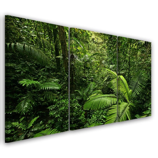 Obraz trzyczęściowy na płótnie FEEBY, Zielony Las Liście 120x80 Feeby