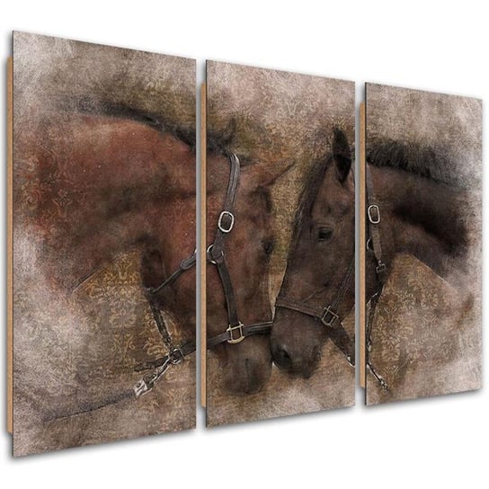 Obraz trzyczęściowy tryptyk FEEBY, Konie Zwierzęta Brązowy 150x100 Feeby