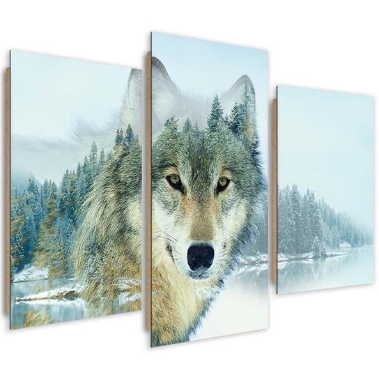 Obraz trzyczęściowy tryptyk FEEBY, Zwierzęta Natura Wilk Góry 150x100 Feeby