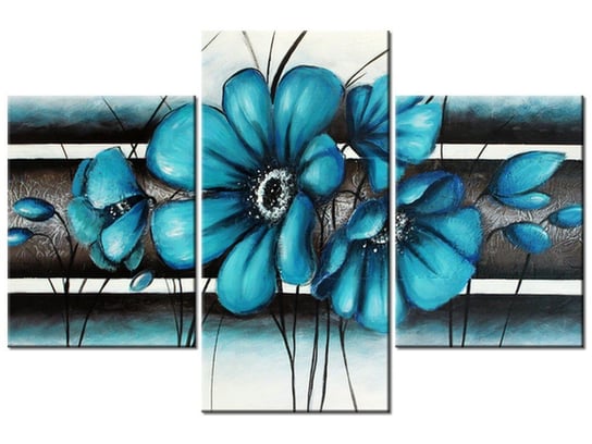Obraz Turkusowe kwiaty, 3 elementy, 90x60 cm Oobrazy