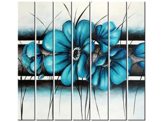Obraz Turkusowe kwiaty, 7 elementów, 210x195 cm Oobrazy