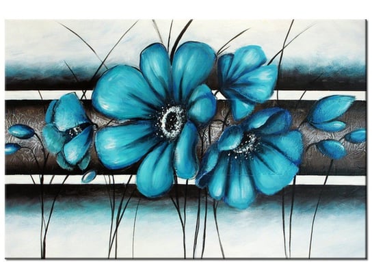 Obraz Turkusowe kwiaty, 90x60 cm Oobrazy
