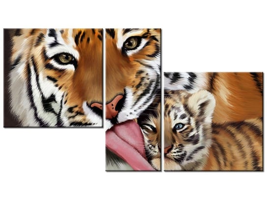 Obraz Tygrys i tygrysek, 3 elementy, 90x50 cm Oobrazy