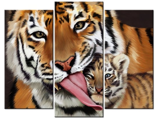 Obraz Tygrys i tygrysek, 3 elementy, 90x70 cm Oobrazy