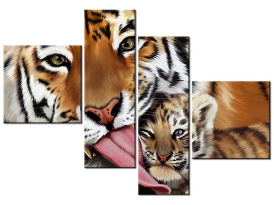 Obraz Tygrys i tygrysek, 4 elementy, 100x70 cm Oobrazy