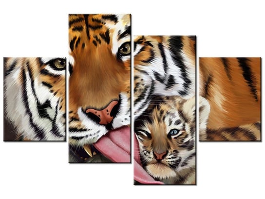 Obraz Tygrys i tygrysek, 4 elementy, 120x80 cm Oobrazy