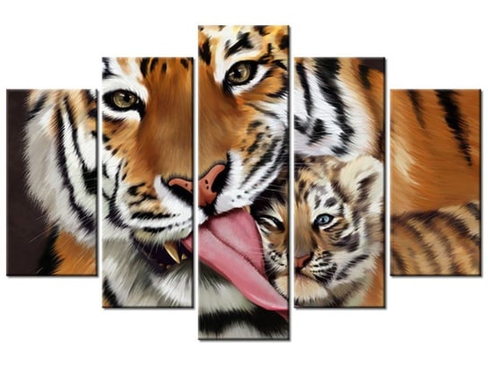 Obraz Tygrys i tygrysek, 5 elementów, 150x100 cm Oobrazy