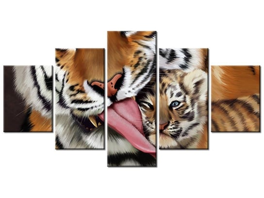 Obraz Tygrys i tygrysek, 5 elementów, 150x80 cm Oobrazy
