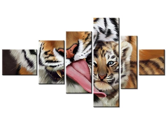 Obraz Tygrys i tygrysek, 6 elementów, 180x100 cm Oobrazy