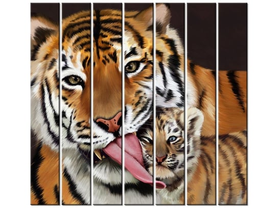 Obraz Tygrys i tygrysek, 7 elementów, 210x195 cm Oobrazy