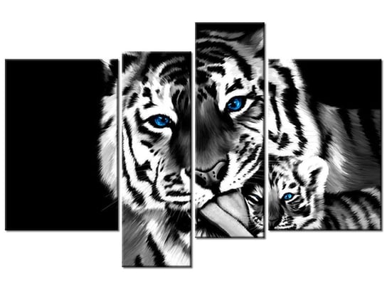 Obraz Tygrysy, 4 elementy, 130x85 cm Oobrazy
