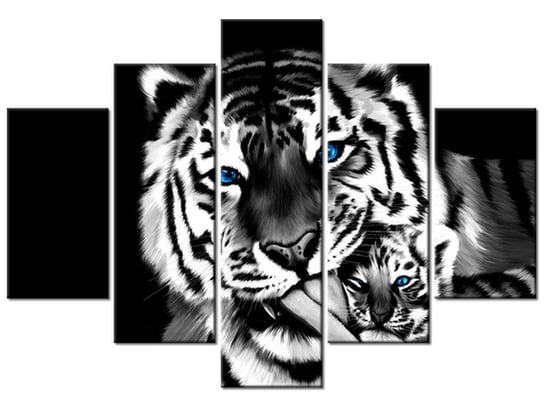 Obraz, Tygrysy, 5 elementów, 150x105 cm Oobrazy