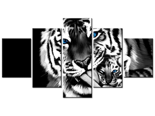 Obraz Tygrysy, 5 elementów, 150x80 cm Oobrazy