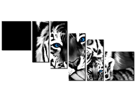 Obraz Tygrysy, 6 elementów, 220x100 cm Oobrazy