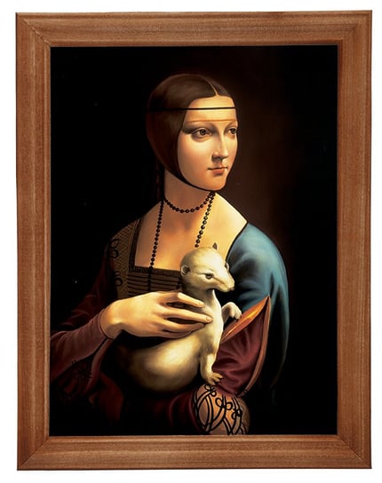 Obraz w drewnianej ramie, 18x24 cm- Dama z łasiczką, Leonardo da Vinci POSTERGALERIA