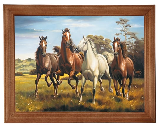 Obraz w drewnianej ramie, 18x24 cm- Konie II, Marian Kaszuba POSTERGALERIA