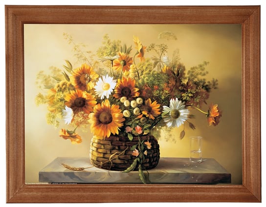 Obraz w drewnianej ramie, 18x24 cm- Kwiaty, Cezary Różycki POSTERGALERIA