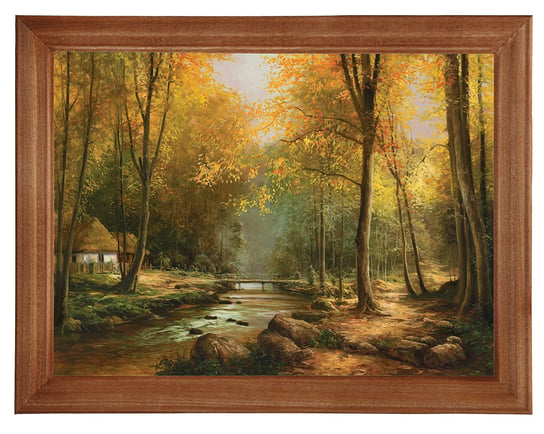 Obraz w drewnianej ramie, 18x24 cm- Las jesienią, Zygmunt Konarski POSTERGALERIA