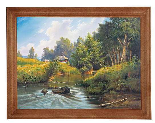Obraz w drewnianej ramie, 18x24 cm- Nad rzeką, Marian Kaszuba POSTERGALERIA