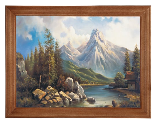 Obraz w drewnianej ramie, 18x24 cm- Przystań w górach, Marian Kaszuba POSTERGALERIA