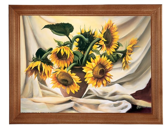 Obraz w drewnianej ramie, 18x24 cm- Słoneczniki, E Misiewicz POSTERGALERIA