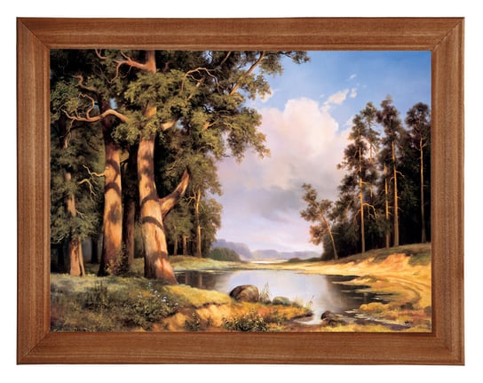 Obraz w drewnianej ramie, 18x24 cm- Sosny, Cezary Różycki POSTERGALERIA