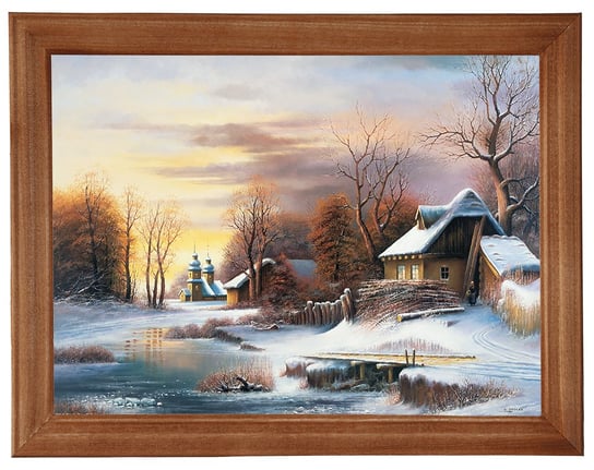 Obraz w drewnianej ramie, 18x24 cm- Zima, Krzysztof Brocki POSTERGALERIA
