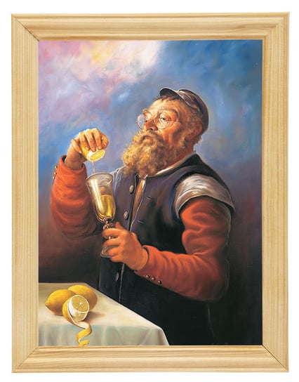 Obraz w drewnianej ramie, 18x24 cm- Żyd z cytryną, Marian Kaszuba POSTERGALERIA