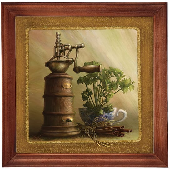 Obraz w drewnianej ramie, 20x20 cm- Młynek z pietruszką, Aleksander Karcz POSTERGALERIA