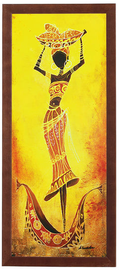Obraz w drewnianej ramie, 20x50 cm- Kobieta na łódce z koszem, Anna Korecka POSTERGALERIA